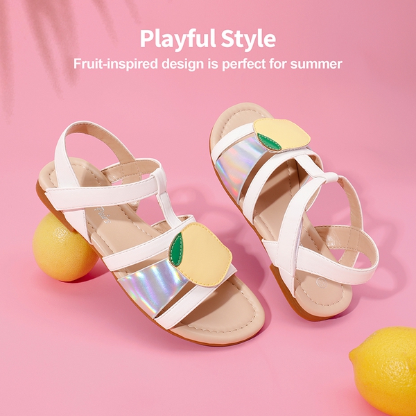 [Fun Mix- Fruity] Girls DIY Interchangeable Fruit Accessories Sandals - WHITE - 5