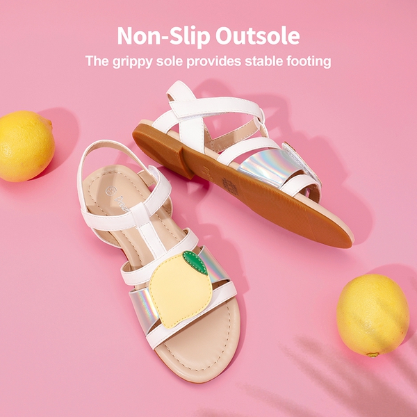[Fun Mix- Fruity] Girls DIY Interchangeable Fruit Accessories Sandals - WHITE - 4