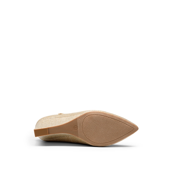 Mary Jane Strap Wedge Pumps - GOLD GLITTER - 5