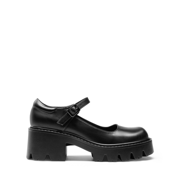 Chunky Platform Mary Janes Buckle Strap Pumps - BLACK PU - 2