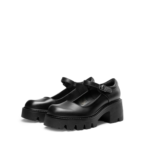 Chunky Platform Mary Janes Buckle Strap Pumps - BLACK PU - 4