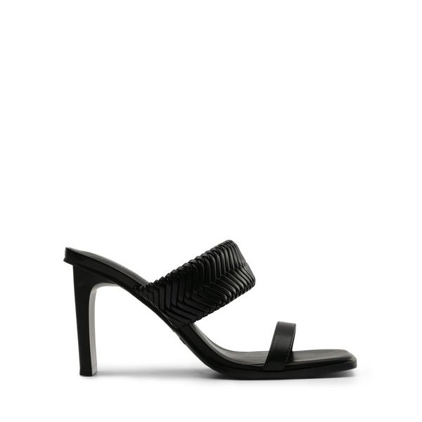  Ankle Strap Rectangular Square Toe Heel Sandals - BLACK - 2