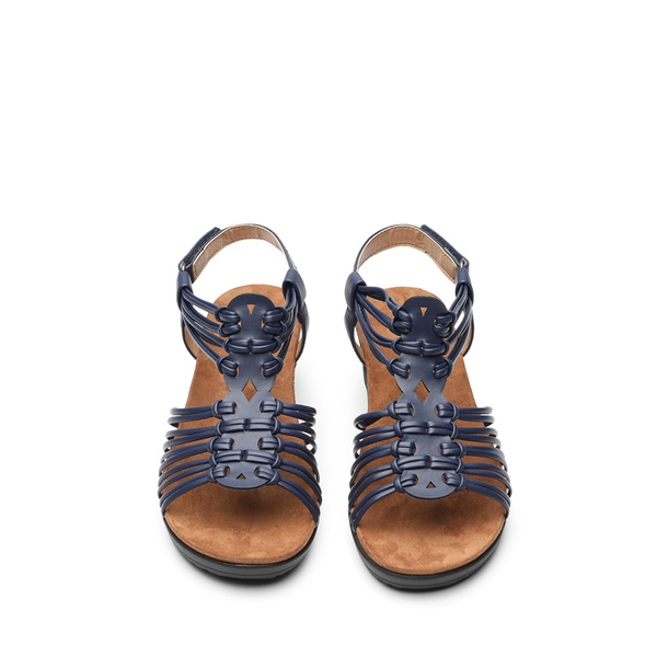 Strappy Ankle Strap Wedge Sandals - NAVY - 4