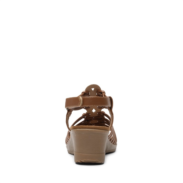 Strappy Ankle Strap Wedge Sandals - BROWN - 3
