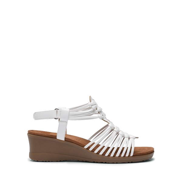 Strappy Ankle Strap Wedge Sandals - WHITE - 2