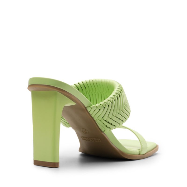  Ankle Strap Rectangular Square Toe Heel Sandals - LIGHT GREEN - 3