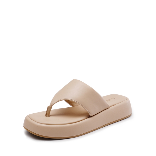 Comfort Cute Walking Platform Flip Flops - NUDE -  0