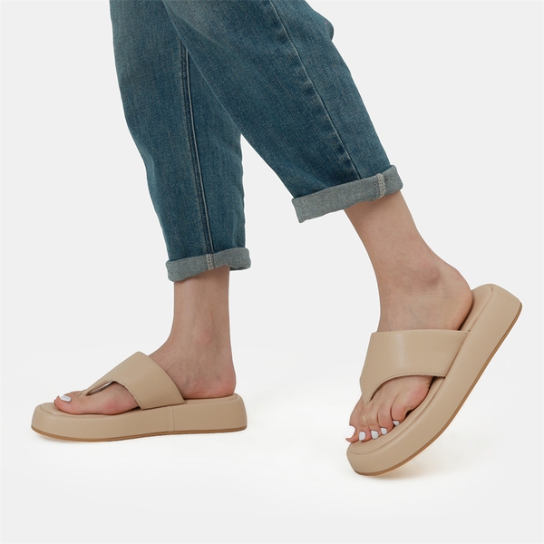 Comfort Cute Walking Platform Flip Flops - NUDE - 1