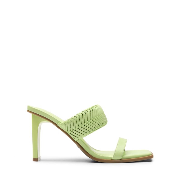  Ankle Strap Rectangular Square Toe Heel Sandals - LIGHT GREEN - 2