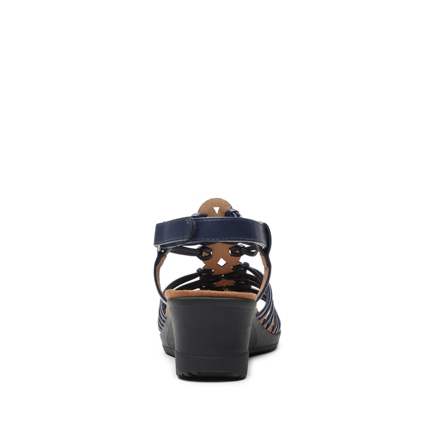 Strappy Ankle Strap Wedge Sandals - NAVY - 3
