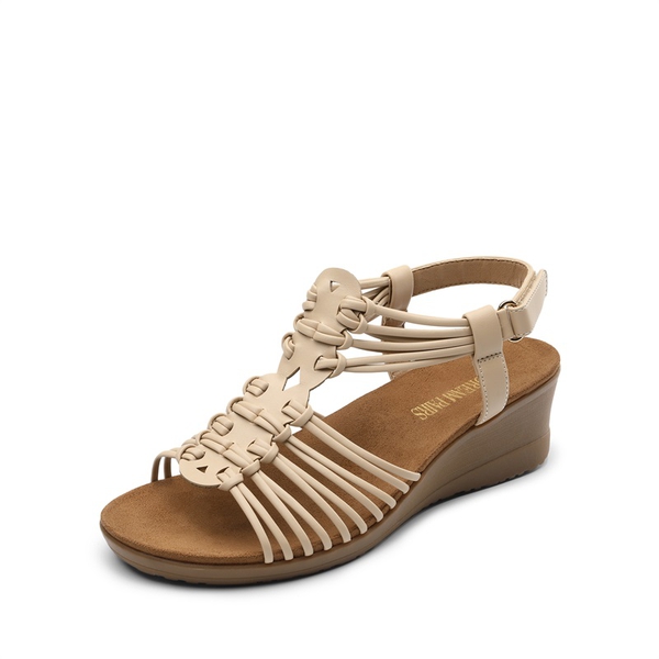 Strappy Ankle Strap Wedge Sandals - NUDE -  0