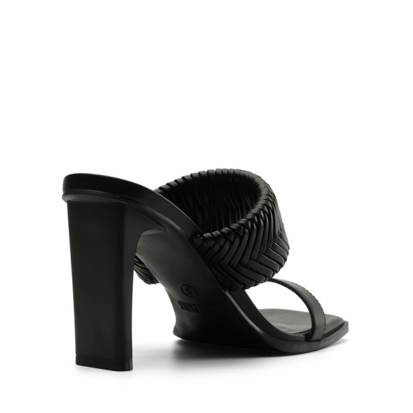  Ankle Strap Rectangular Square Toe Heel Sandals - BLACK - 3