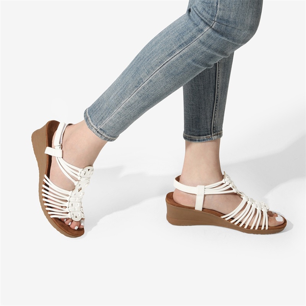 Strappy Ankle Strap Wedge Sandals - WHITE - 1