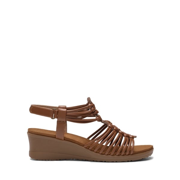 Strappy Ankle Strap Wedge Sandals - BROWN - 2