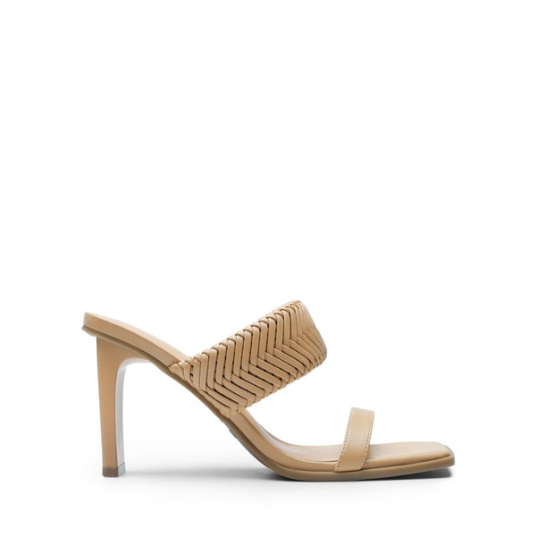  Ankle Strap Rectangular Square Toe Heel Sandals - NUDE - 2