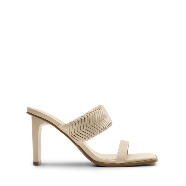  Ankle Strap Rectangular Square Toe Heel Sandals - BEIGE - 2