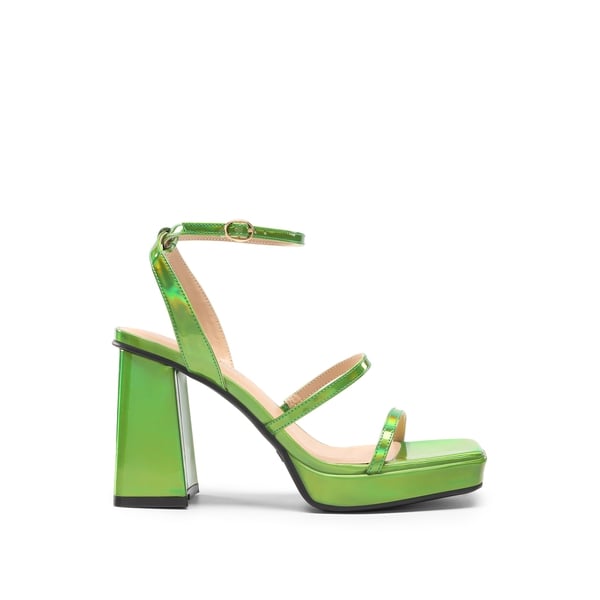 Strappy Chunky Platform Heel Sandals - GREEN - 2