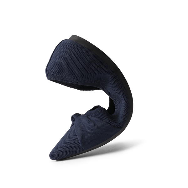 Breathable Bowknot Pointed Toe Knit Flats - NAVY - 2