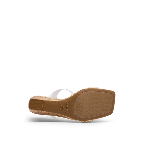Two Strap Slip-On Wedge Sandals - CLEAR - 4