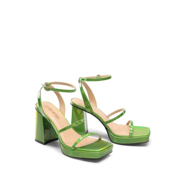 Strappy Chunky Platform Heel Sandals - GREEN - 4