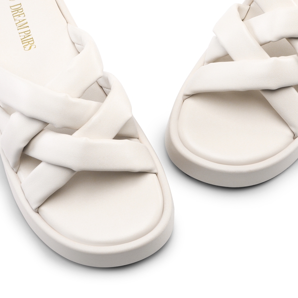 [Wonder Cloud] Rhea Criss Cross Slide Platform Sandals - BEIGE - 3