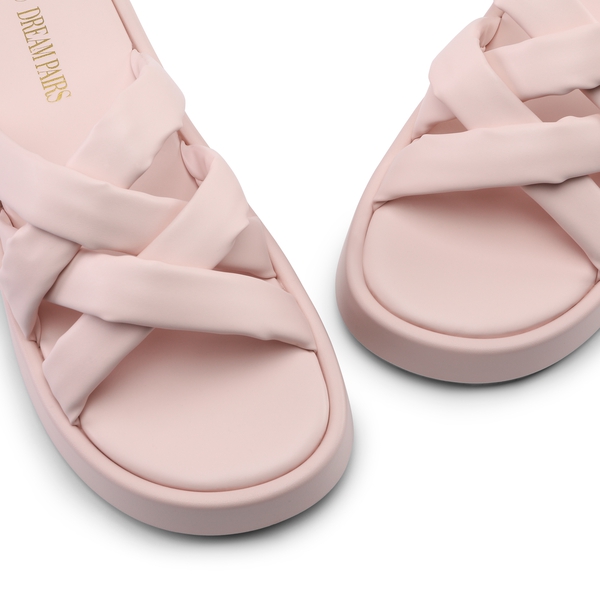 [Wonder Cloud] Rhea Criss Cross Slide Platform Sandals - PINK - 3