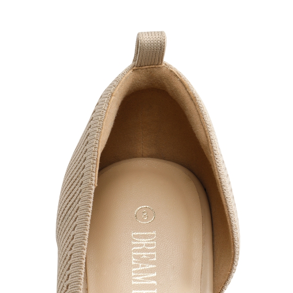 Knit Pointed Toe Ankle Strap Flats - NUDE - 3