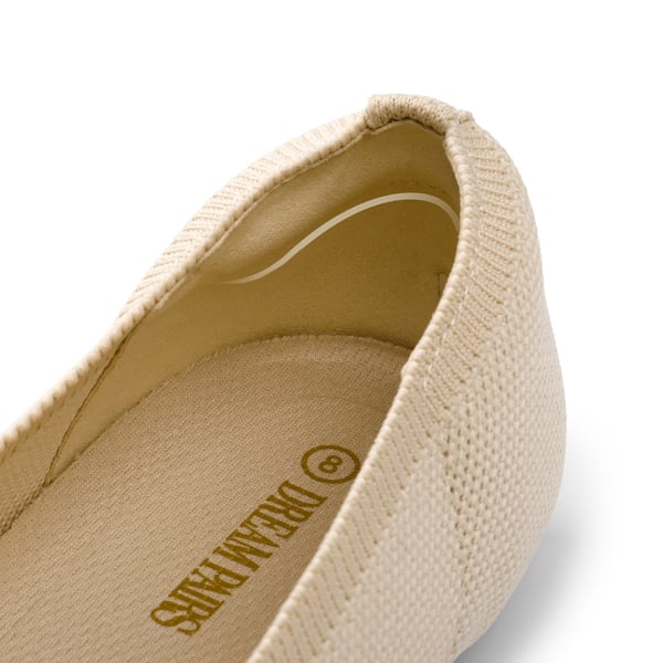 Breathable Bowknot Pointed Toe Knit Flats - NUDE - 3