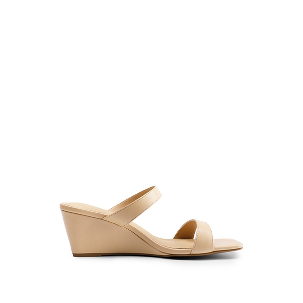 Two Strap Slip-On Wedge Sandals - NUDE - 1