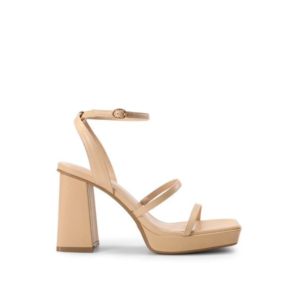 Strappy Chunky Platform Heel Sandals - NUDE - 2