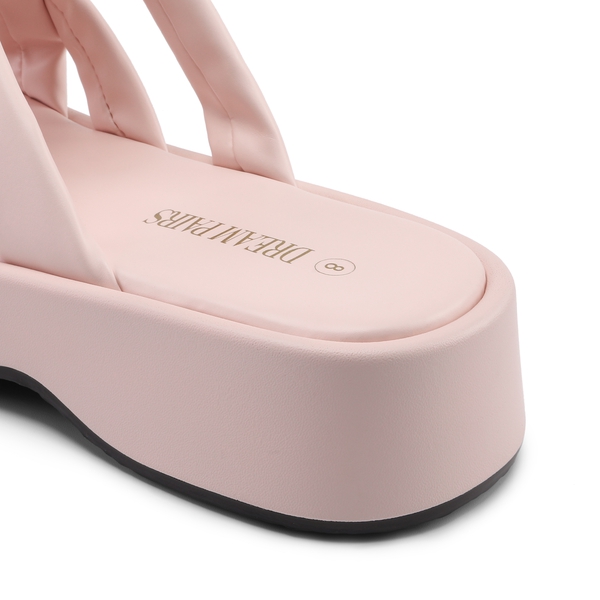 [Wonder Cloud] Rhea Criss Cross Slide Platform Sandals - PINK - 4