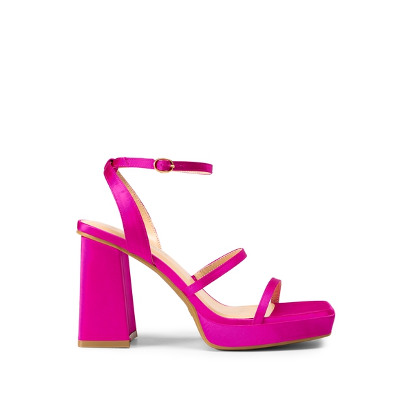 Strappy Chunky Platform Heel Sandals - HOT PINK - 2