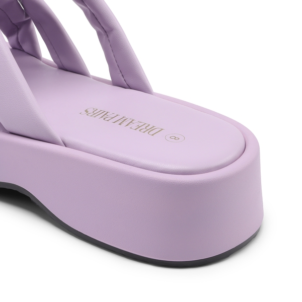 [Wonder Cloud] Rhea Criss Cross Slide Platform Sandals - PURPLE - 4