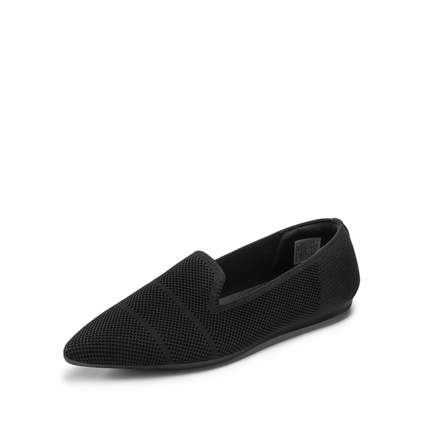 Pointed Toe Comfortable Knit Loafers - BLACK -  0