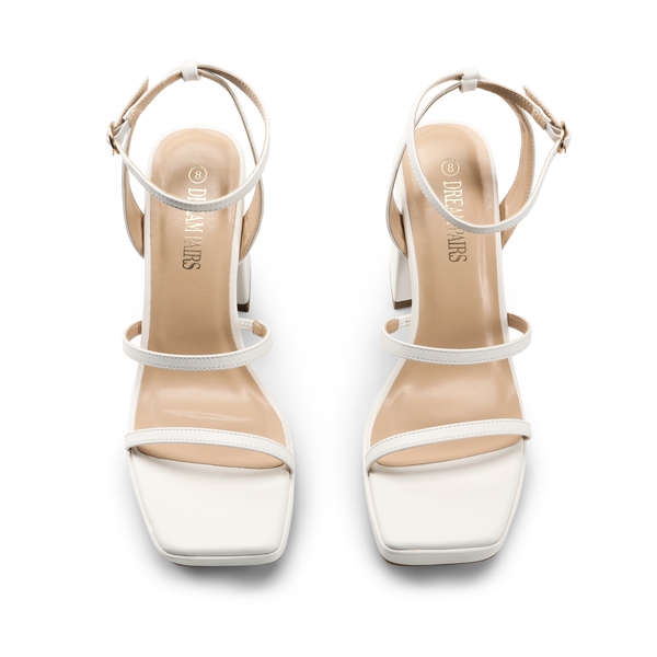 Strappy Chunky Platform Heel Sandals - WHITE - 3