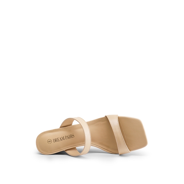 Two Strap Slip-On Wedge Sandals - NUDE - 2