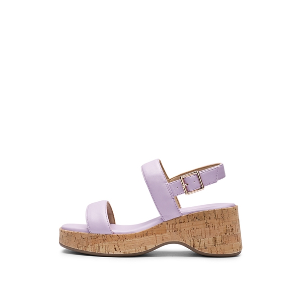 Buckle Strap Platform Wedge Sandals - PURPLE PU - 2