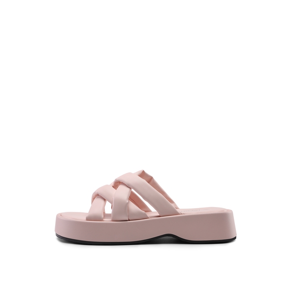 [Wonder Cloud] Rhea Criss Cross Slide Platform Sandals - PINK - 1