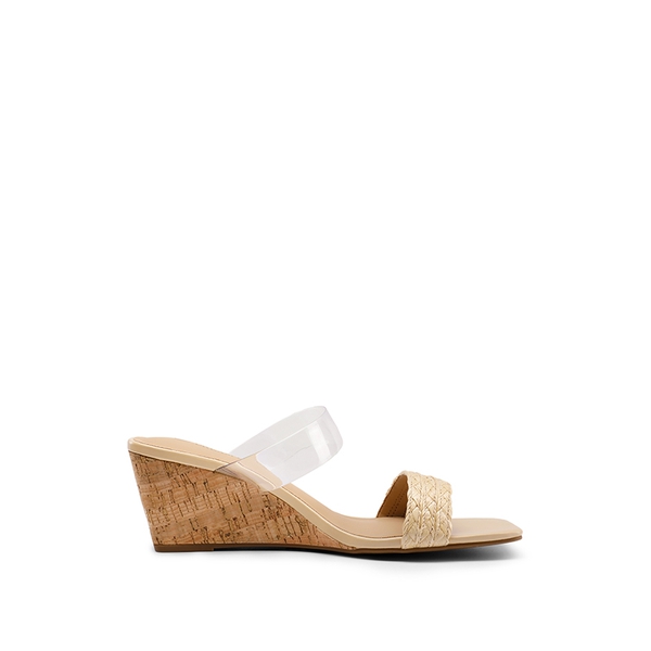Two Strap Slip-On Wedge Sandals - CLEAR - 1