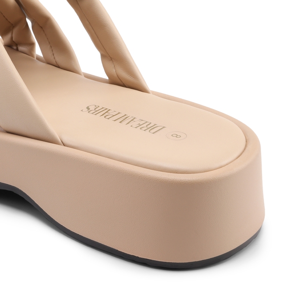 [Wonder Cloud] Rhea Criss Cross Slide Platform Sandals - NUDE - 4