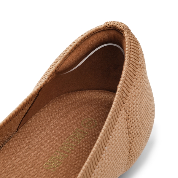 Breathable Bowknot Pointed Toe Knit Flats - TAN - 3