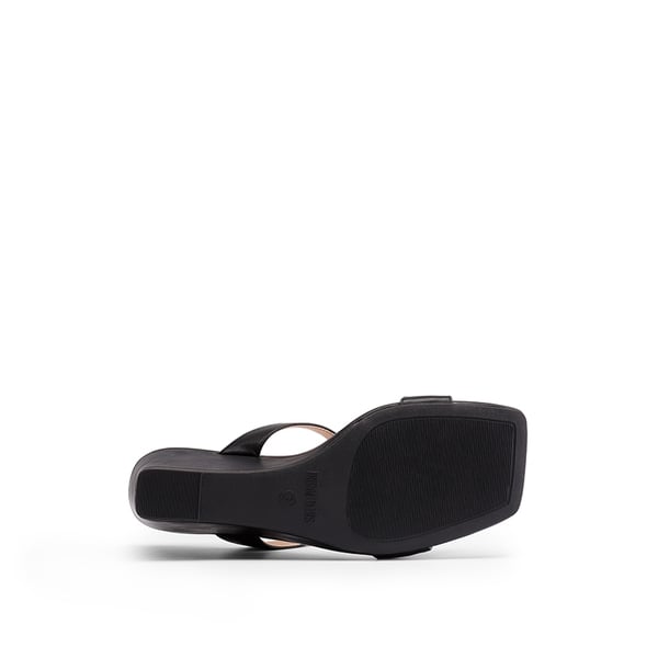Two Strap Slip-On Wedge Sandals - BLACK - 4