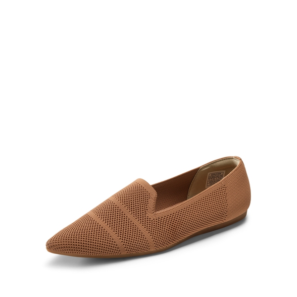 Pointed Toe Comfortable Knit Loafers - TAN -  0