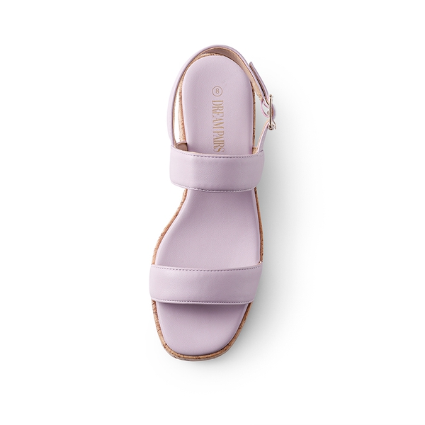 Buckle Strap Platform Wedge Sandals - PURPLE PU - 3