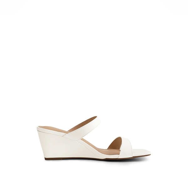 Two Strap Slip-On Wedge Sandals - WHITE - 1