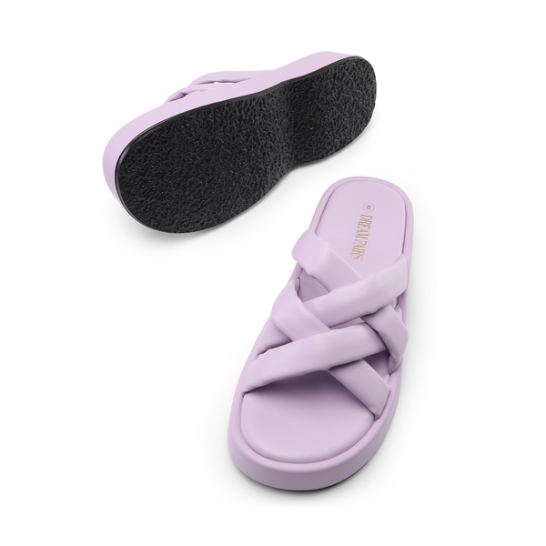 [Wonder Cloud] Rhea Criss Cross Slide Platform Sandals - PURPLE - 2