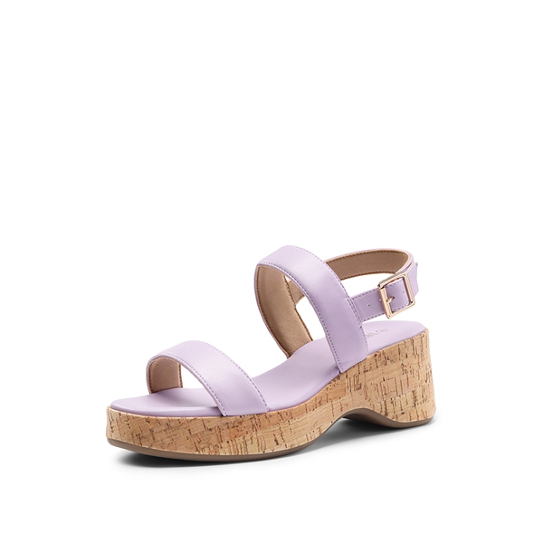 Buckle Strap Platform Wedge Sandals - PURPLE PU -  0