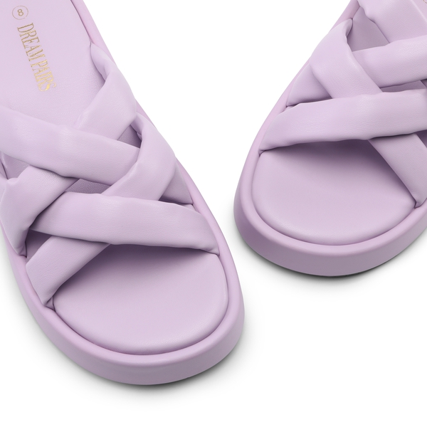 [Wonder Cloud] Rhea Criss Cross Slide Platform Sandals - PURPLE - 3