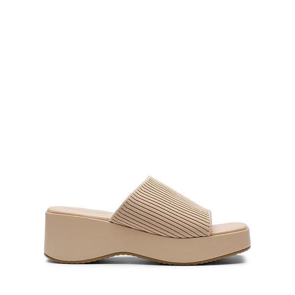 Slip on Knitted Flatform Sandals - NUDE KNIT - 2
