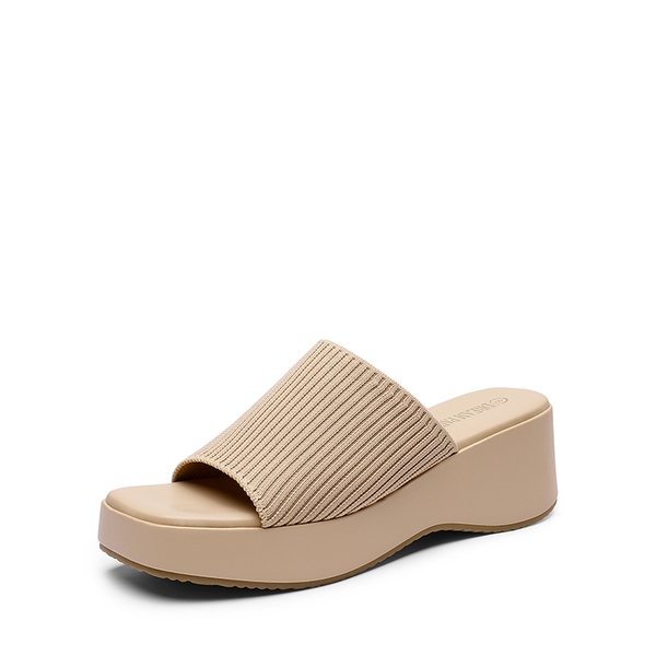 Slip on Knitted Flatform Sandals - NUDE KNIT -  0